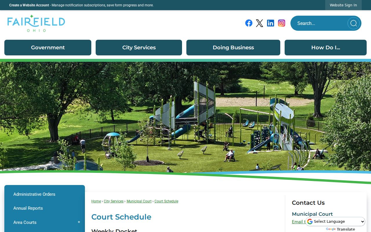 Fairfield Municipal Court court docket weekly court schedule