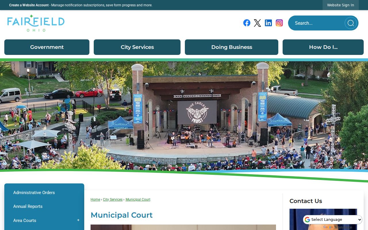 Fairfield Municipal Court court docket location and court service information