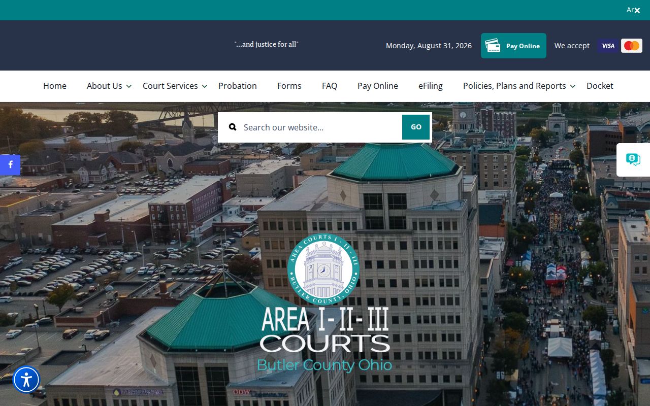 Butler County Area Courts court docket and record search entry