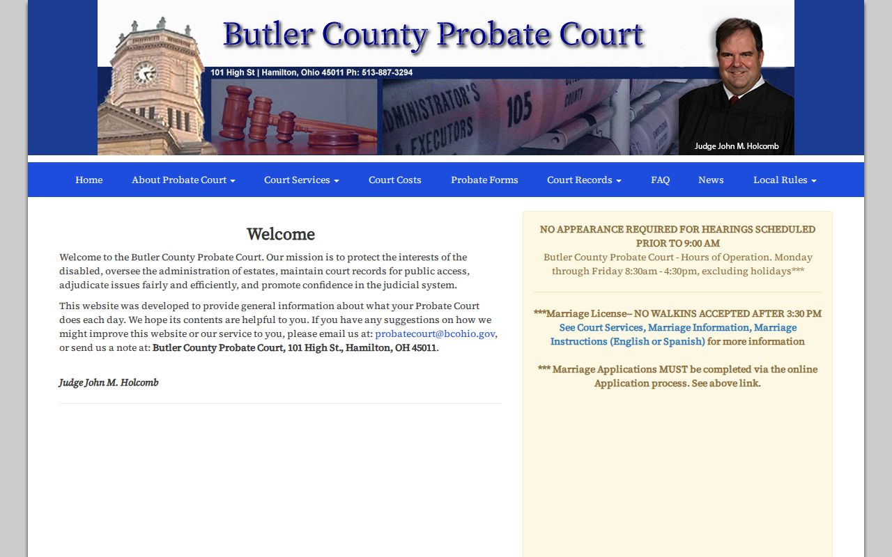 Butler County Probate Court docket and court record access