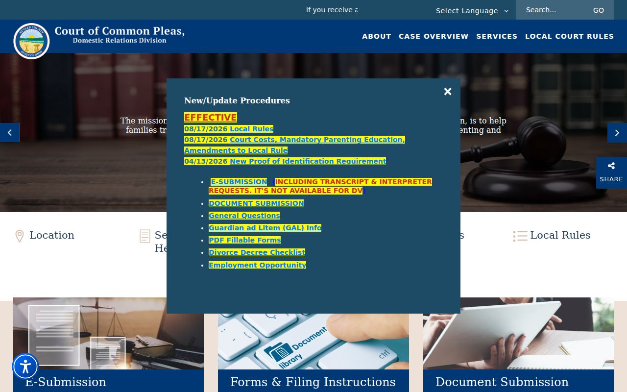 Butler County Domestic Relations Court docket and court records resources